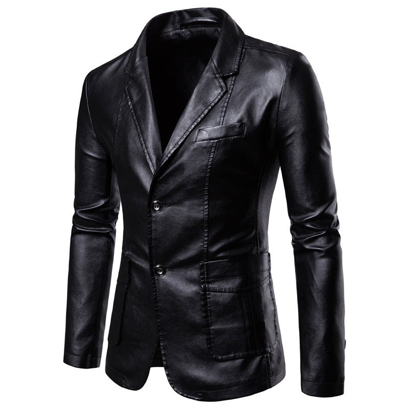 Herrtailorerad läderjacka – Elegant Formell Blazer för Kontor