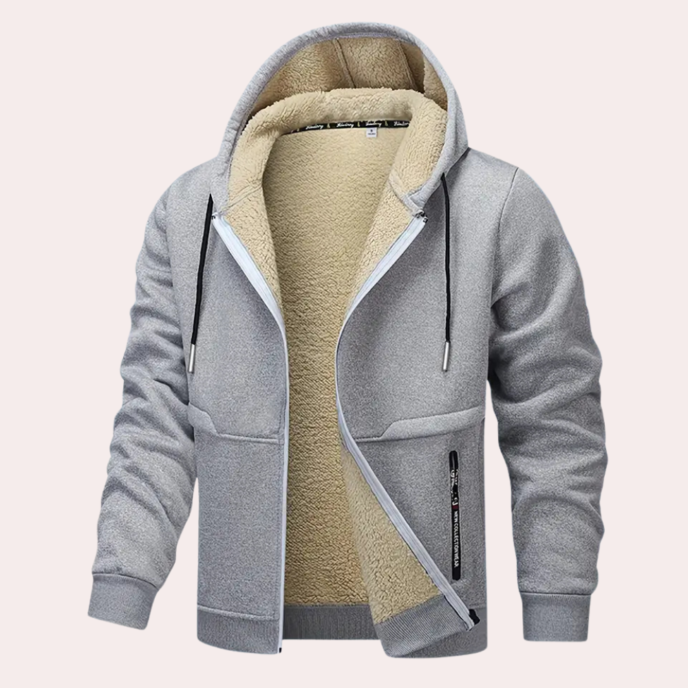 Herrarnas mysiga fleece-fodrade zip-up hoodie – perfekt för vardag