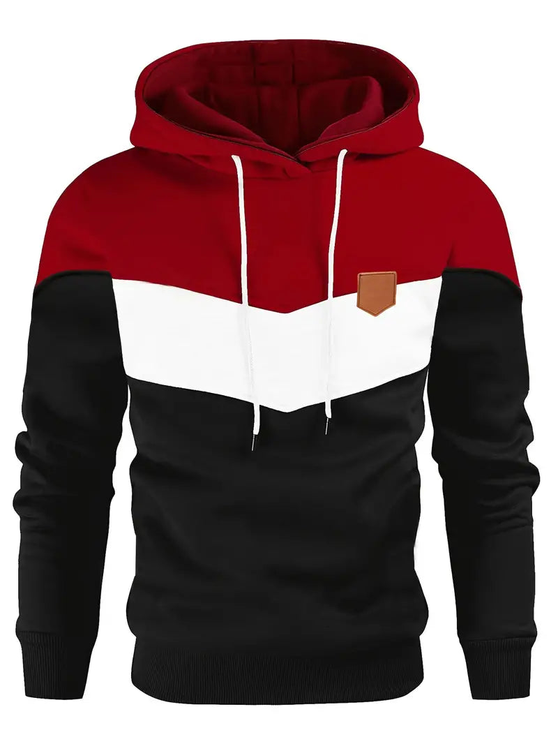 Herr färgblock hoodie – trendig tröja med kontrasterande paneler