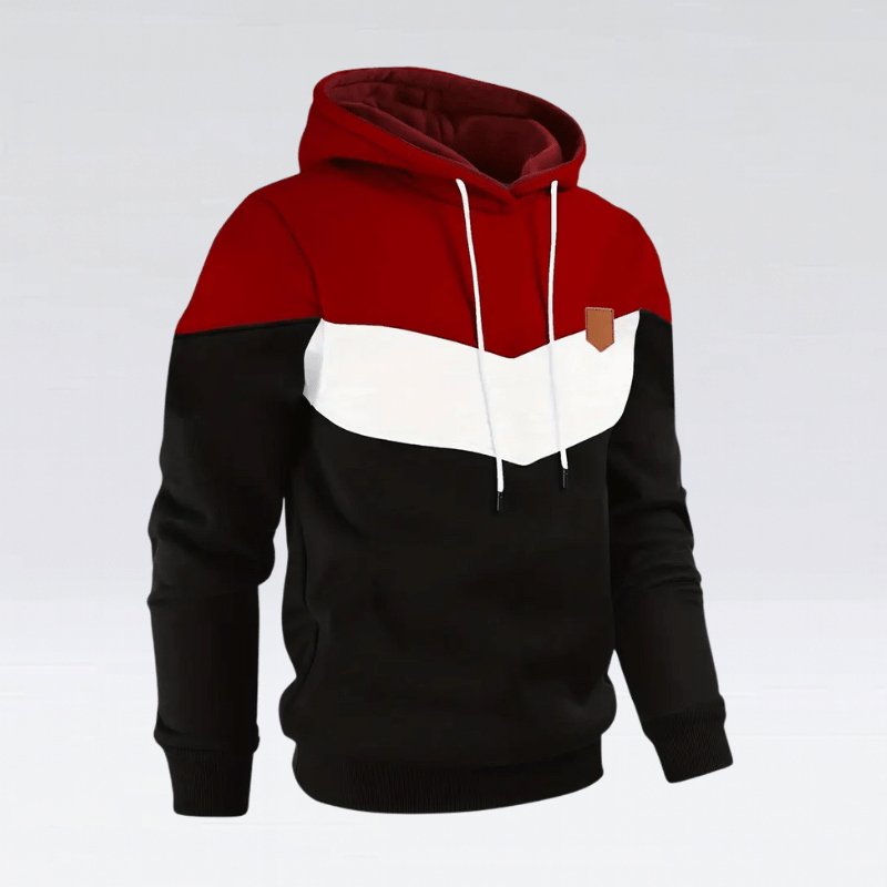 Herr färgblock hoodie – trendig tröja med kontrasterande paneler