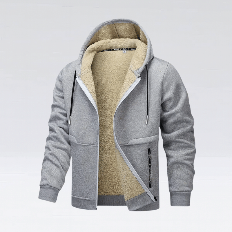 Herrarnas mysiga fleece-fodrade zip-up hoodie – perfekt för vardag