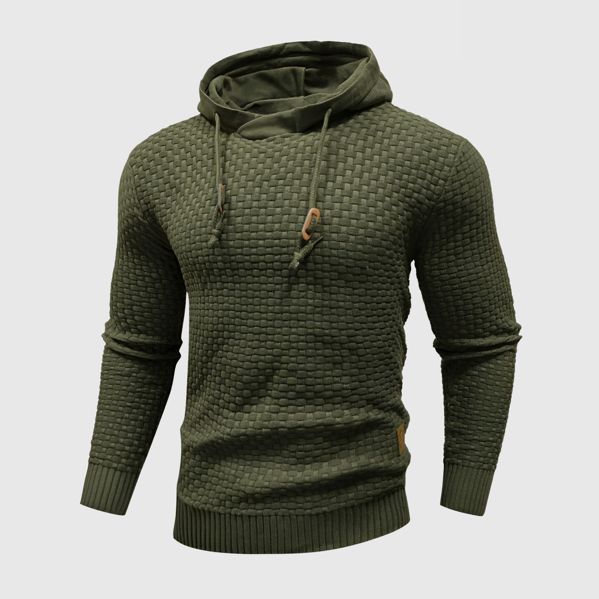 Mäns texturerad stickad hoodie – mångsidig och stilren