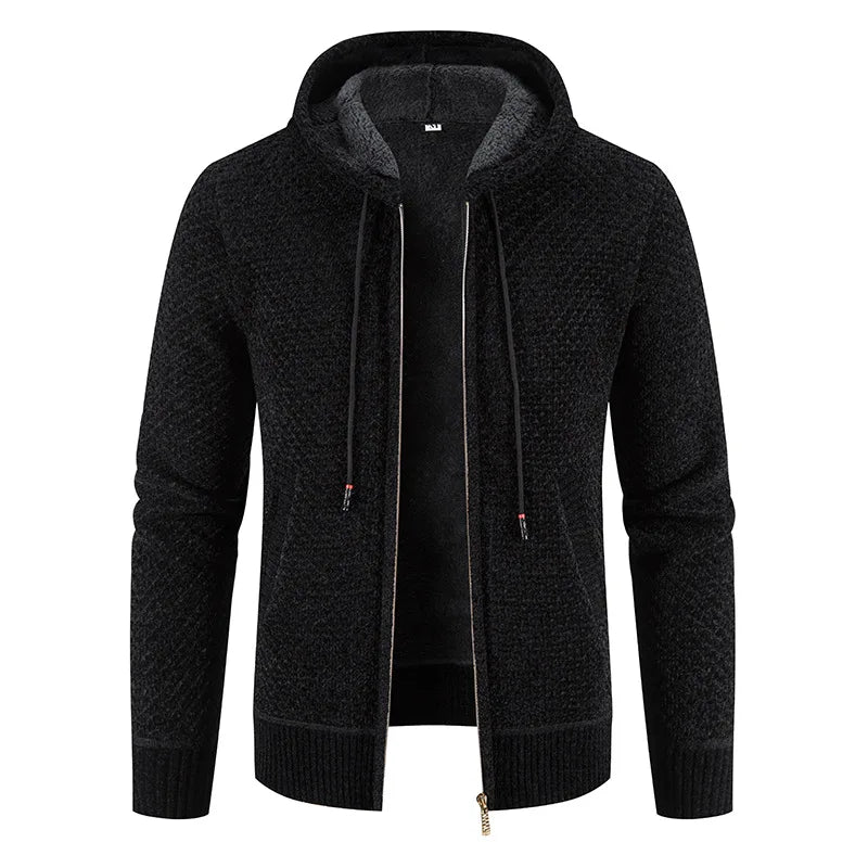 Stickad zip-hoodie – avslappnat och stilrent ytterplagg för män