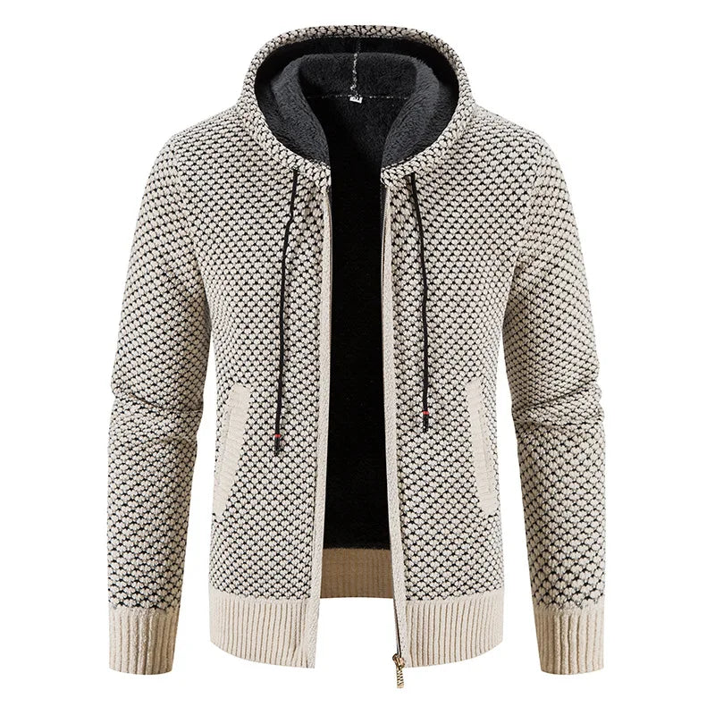 Stickad zip-hoodie – avslappnat och stilrent ytterplagg för män