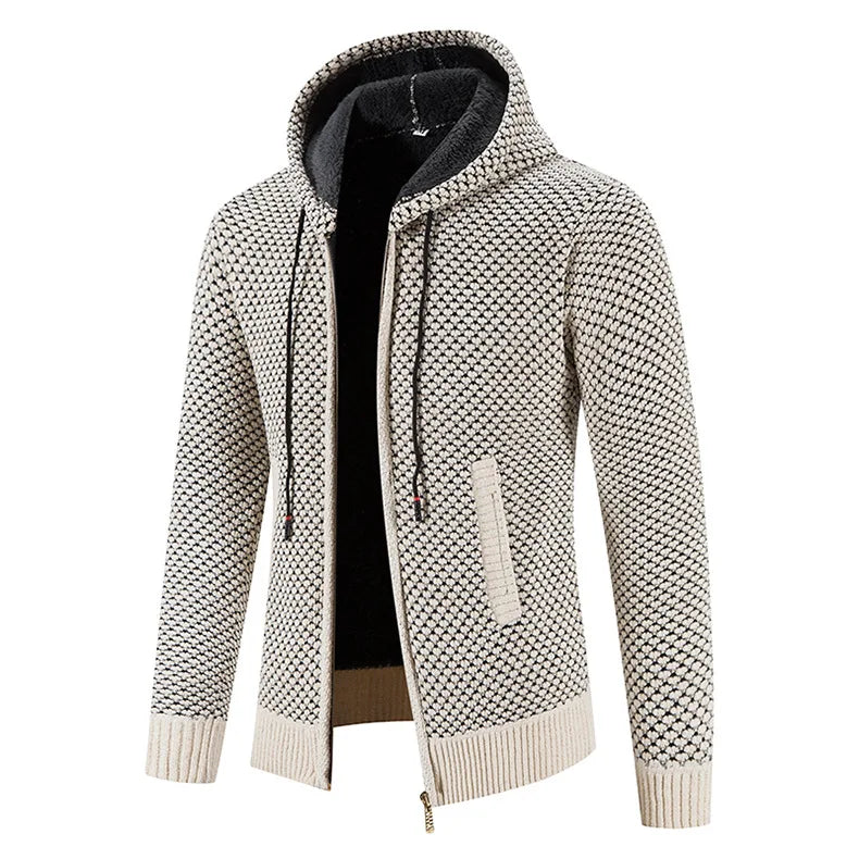 Stickad zip-hoodie – avslappnat och stilrent ytterplagg för män