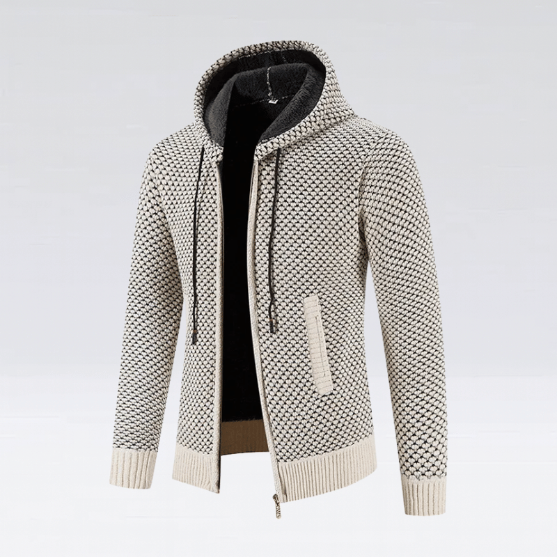 Stickad zip-hoodie – avslappnat och stilrent ytterplagg för män