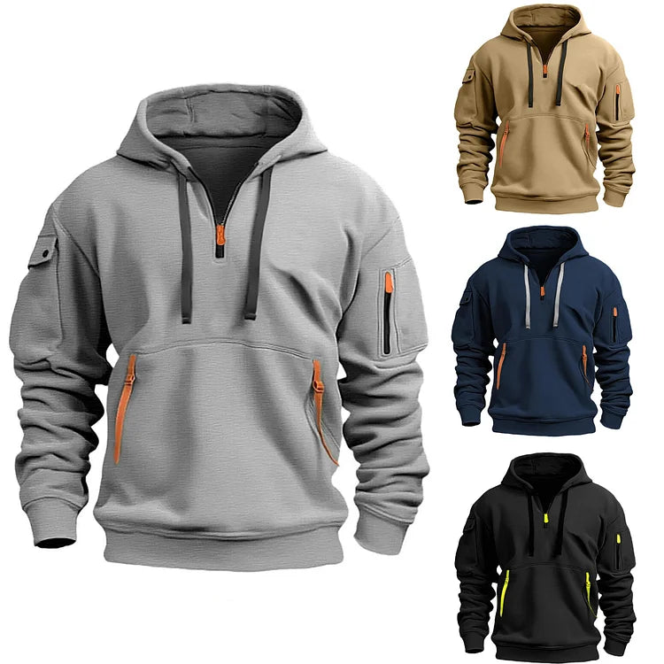 Halvdraget huvtröja – stilren sweatshirt för män