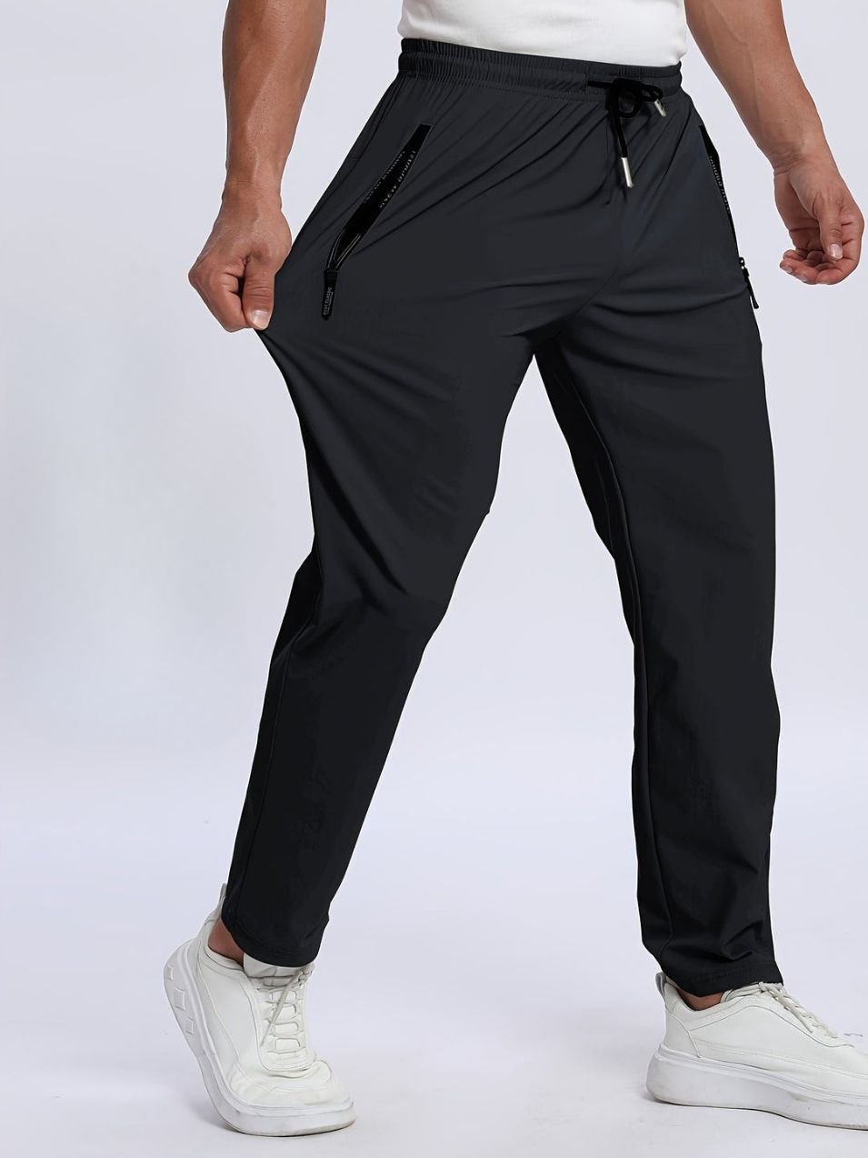 Herrbyxor med dragkedjefickor – stretchiga joggers för sportig stil