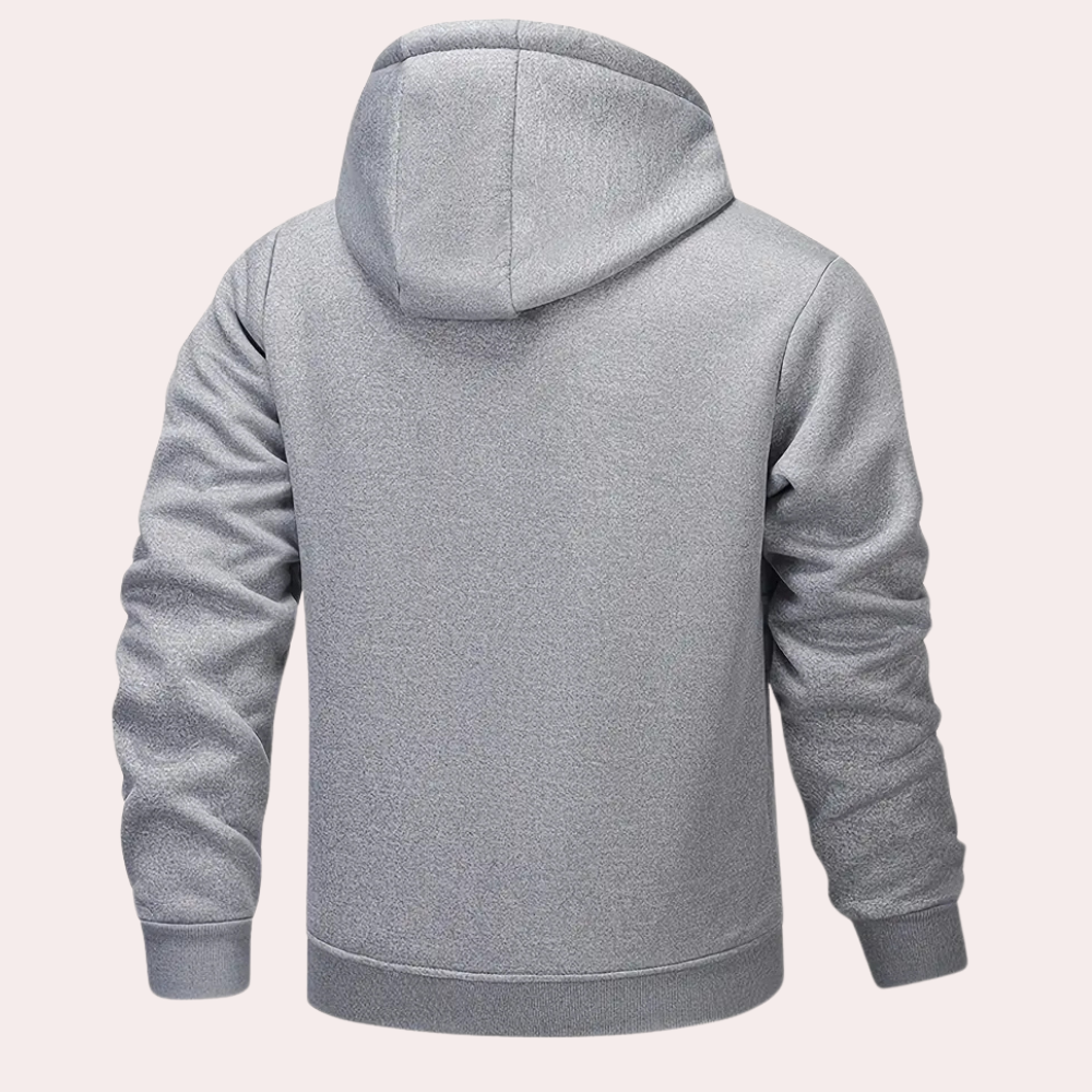 Herrarnas mysiga fleece-fodrade zip-up hoodie – perfekt för vardag