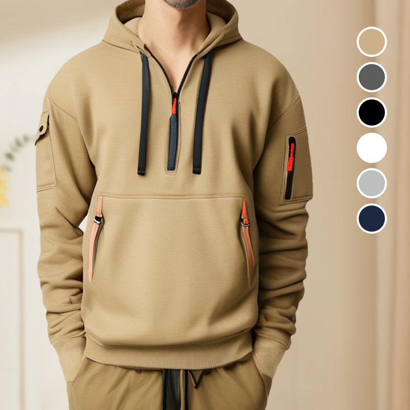 Halvdraget huvtröja – stilren sweatshirt för män