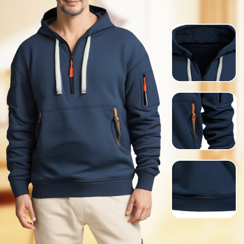 Halvdraget huvtröja – stilren sweatshirt för män