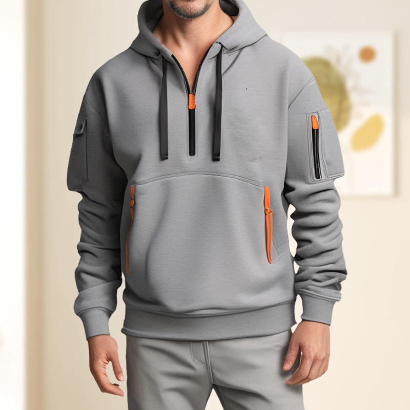 Halvdraget huvtröja – stilren sweatshirt för män
