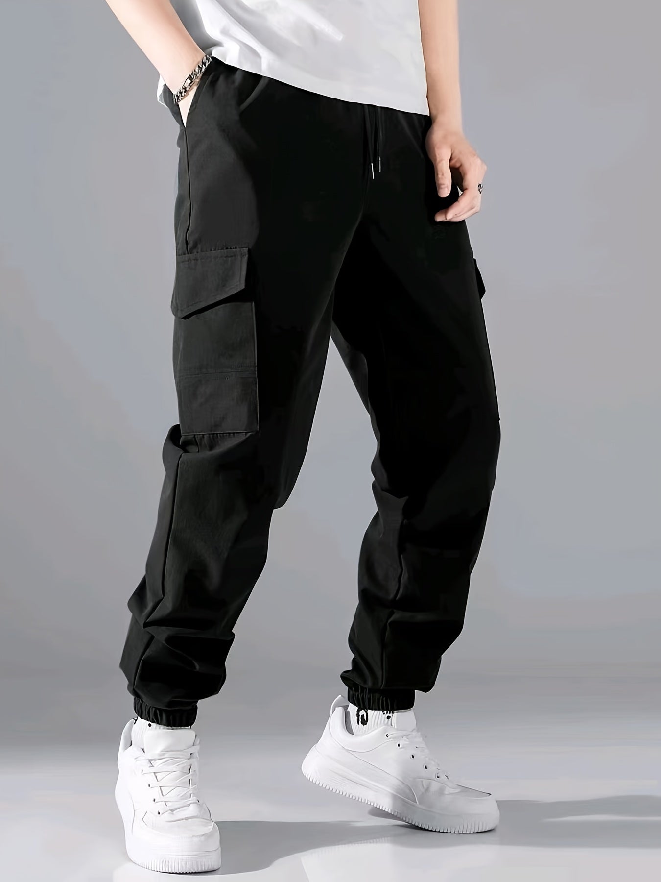 Herrens Cargobyxor – Slitstarka Utility Joggers i Marinblått