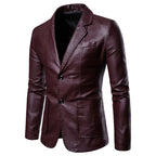 Herrtailorerad läderjacka – Elegant Formell Blazer för Kontor