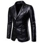 Herrtailorerad läderjacka – Elegant Formell Blazer för Kontor
