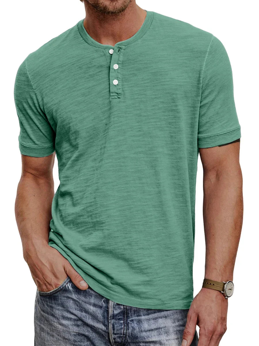 Herr henley t-shirt - lättviktig bomullsblandning för avslappnad vardagsstil