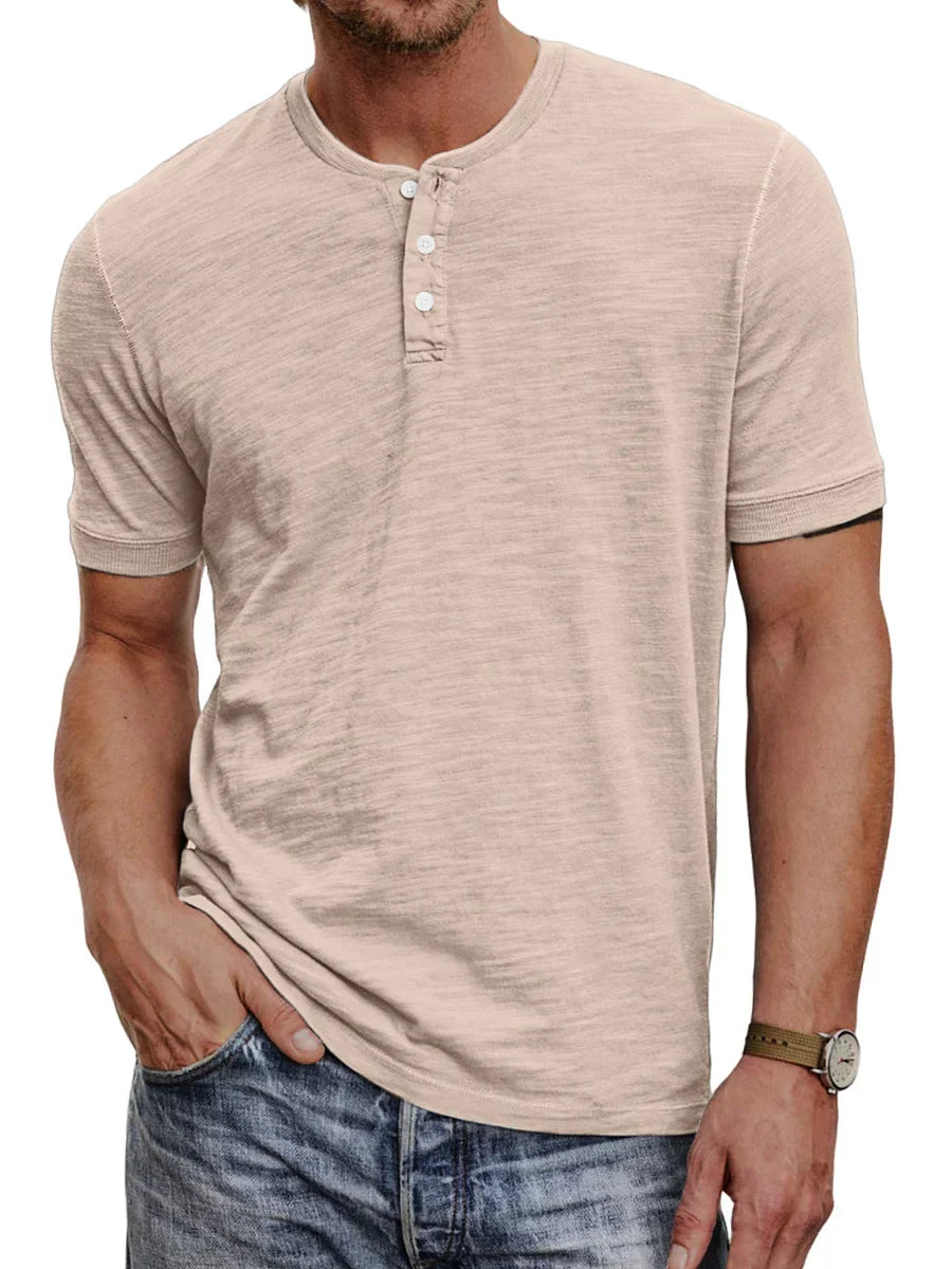 Herr henley t-shirt - lättviktig bomullsblandning för avslappnad vardagsstil