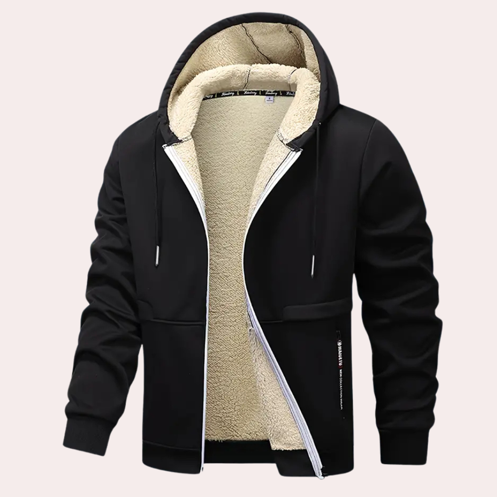 Herrarnas mysiga fleece-fodrade zip-up hoodie – perfekt för vardag