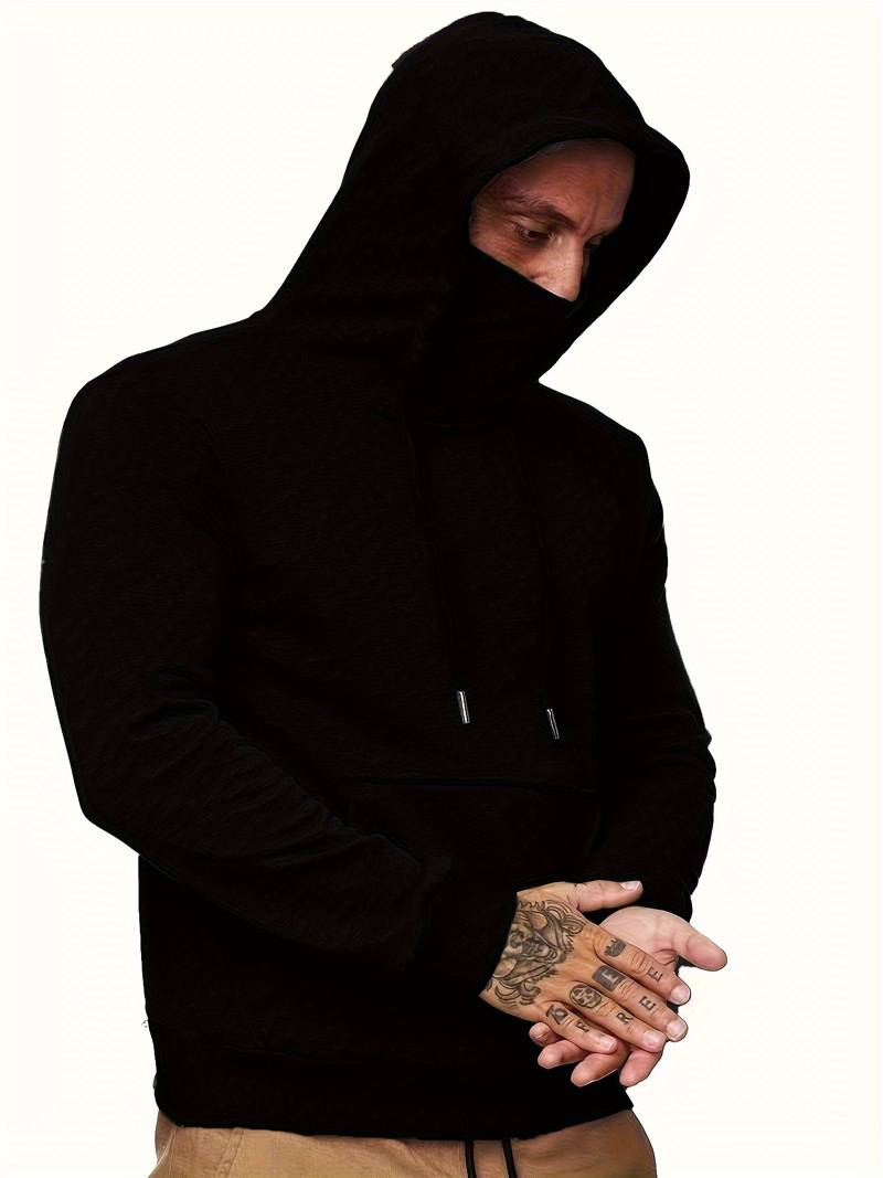 Huvtröja för män med ansiktsmask – stilren och avslappnad vardagsstil