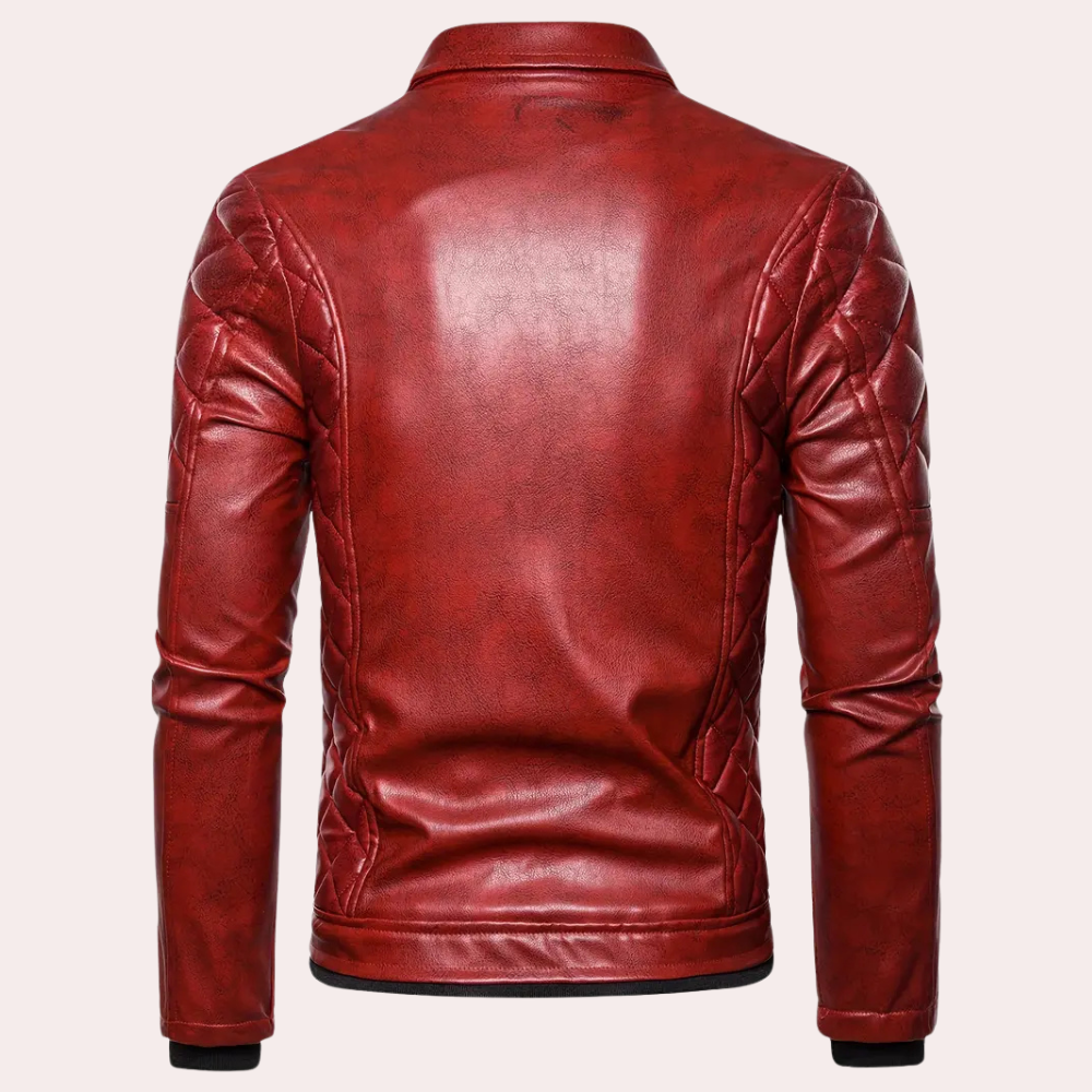 Herrskinnjacka med quiltat mönster – tidlös bikerstil