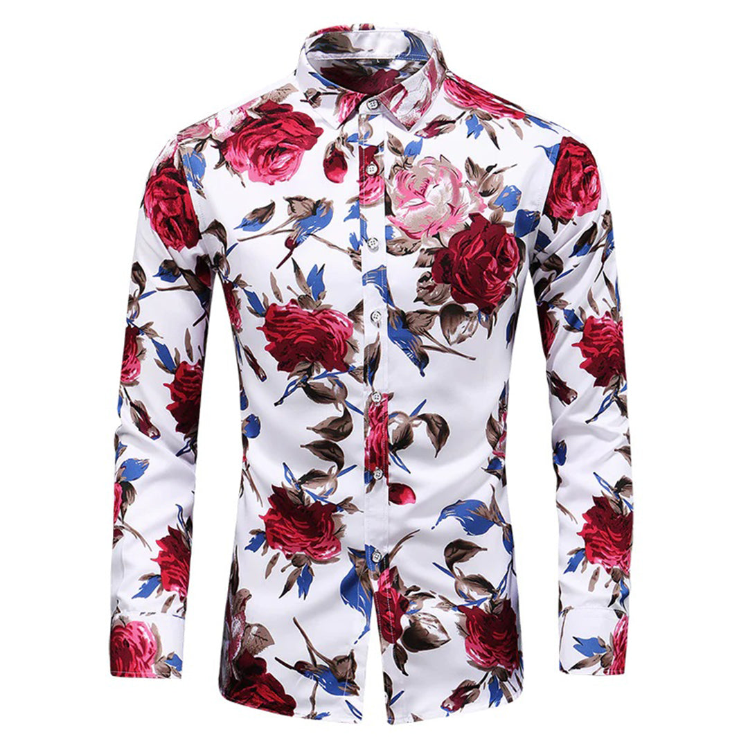 Herrskjorta med blommönster – elegant skjorta för smart casual