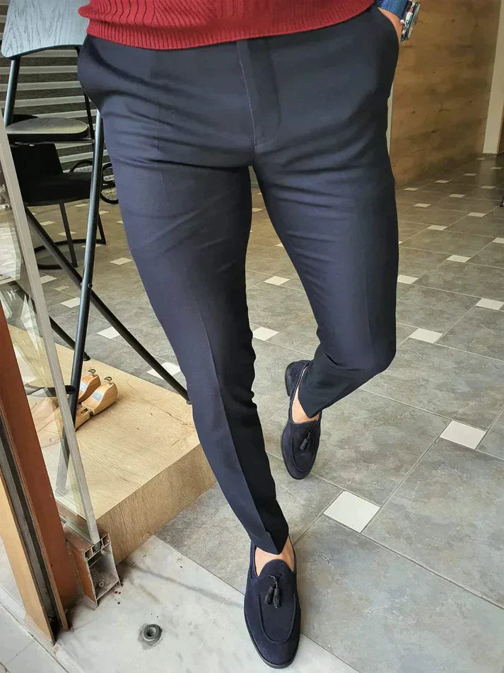 Herr slim fit byxor - skräddarsydd kontorsstil för formella tillfällen - stiligt kvalitetsmaterial