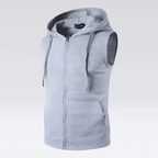 Herrar zip ärmlös hoodie – mysig sportväst för aktiv livsstil