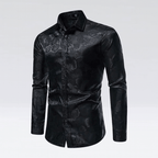 Herrskjorta i satin – elegant skjorta med subtil rosdesign
