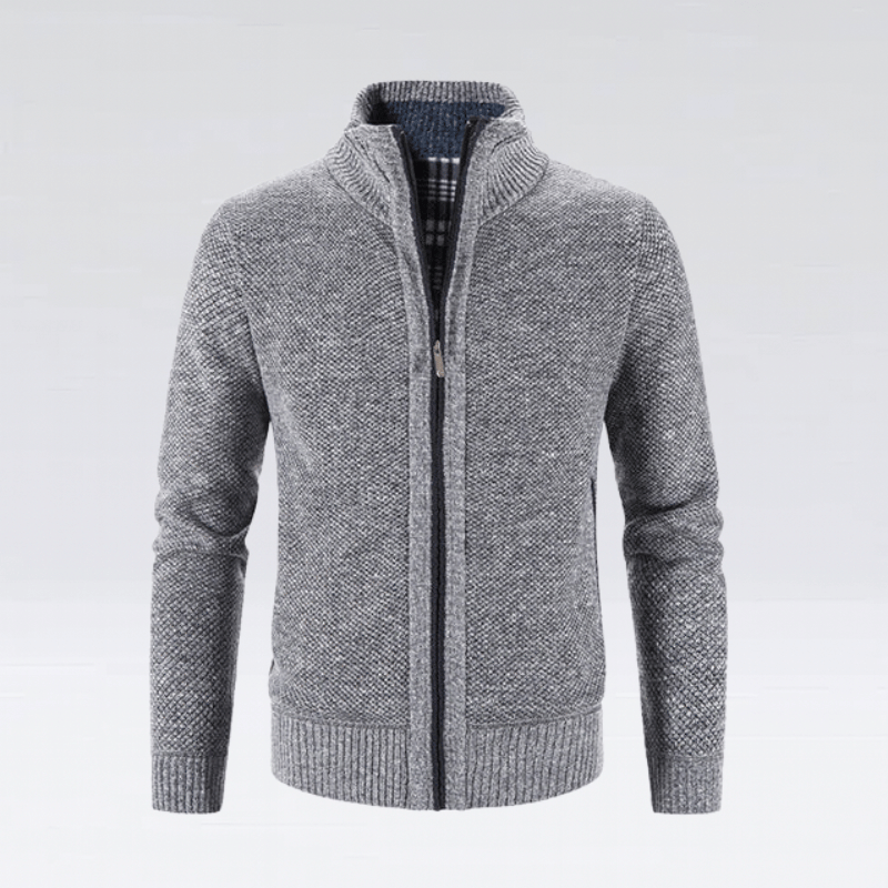 Herrstickad fleecejacka – mysig zip-up för vardagsstil