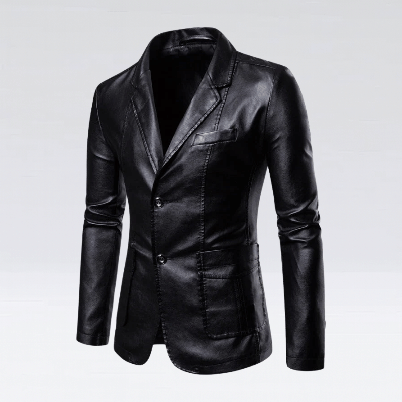 Herrtailorerad läderjacka – Elegant Formell Blazer för Kontor