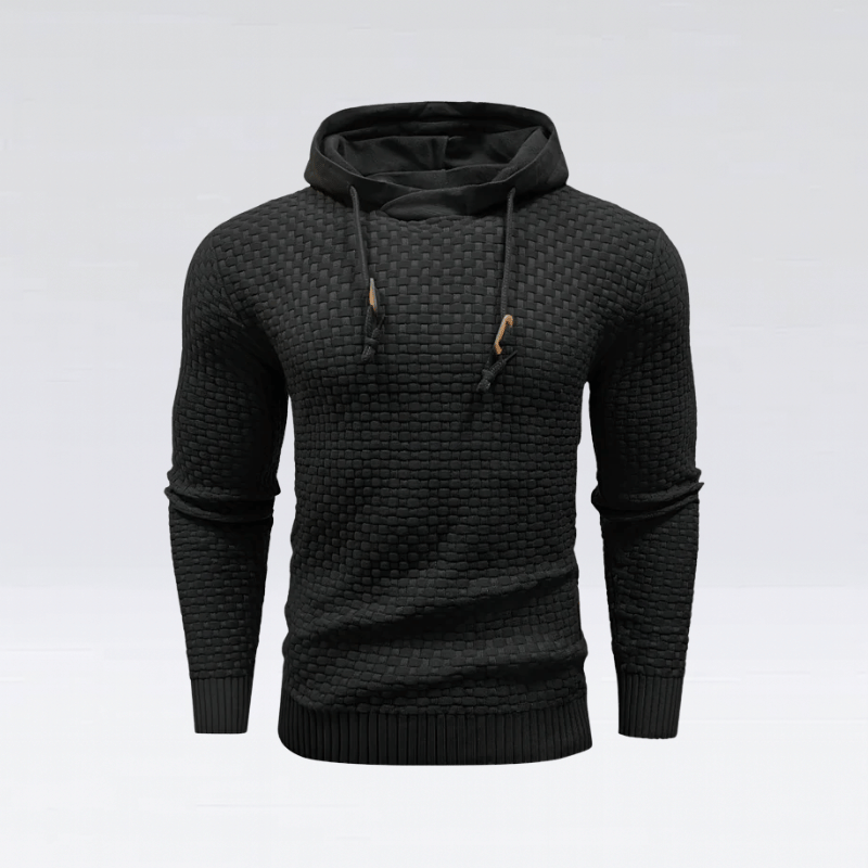 Mäns texturerad stickad hoodie – mångsidig och stilren