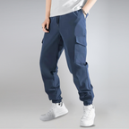 Herrens Cargobyxor – Slitstarka Utility Joggers i Marinblått