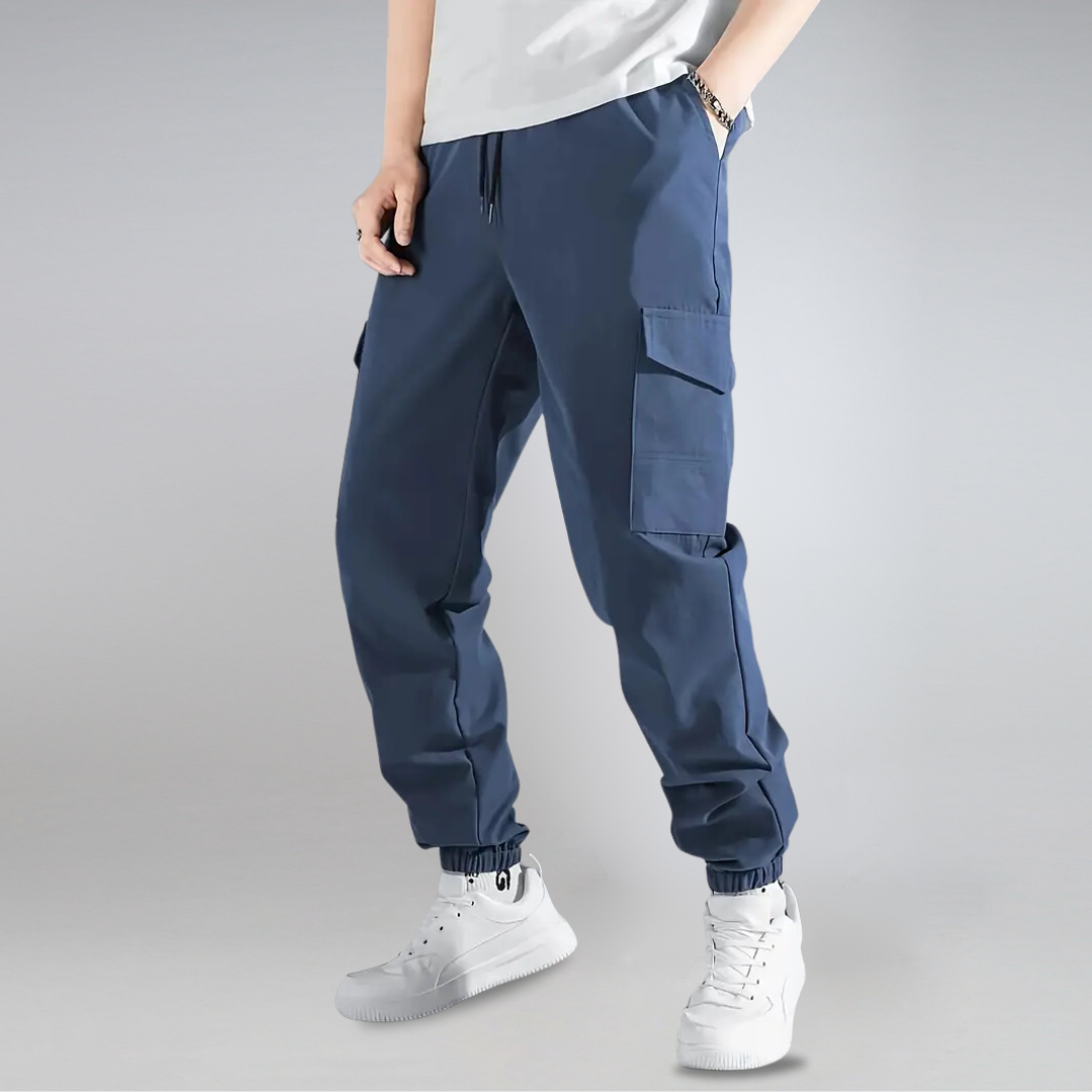 Herrens Cargobyxor – Slitstarka Utility Joggers i Marinblått