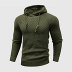 Mäns texturerad stickad hoodie – mångsidig och stilren