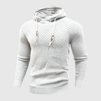 Mäns texturerad stickad hoodie – mångsidig och stilren