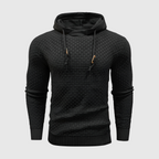 Mäns texturerad stickad hoodie – mångsidig och stilren