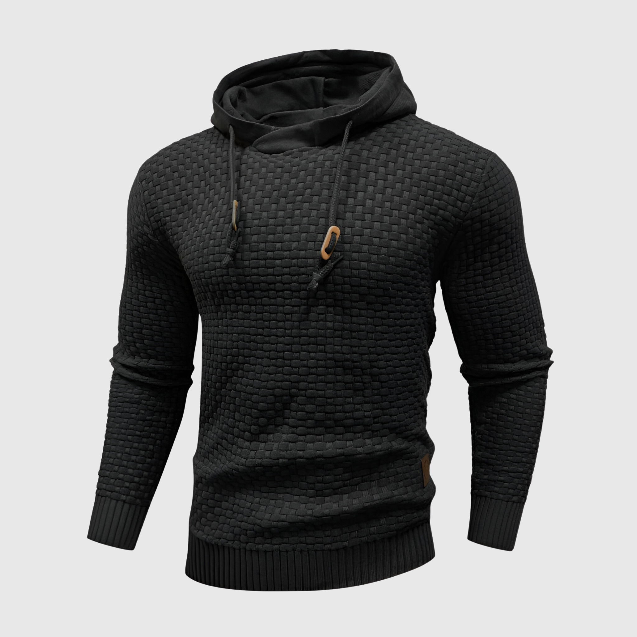Mäns texturerad stickad hoodie – mångsidig och stilren