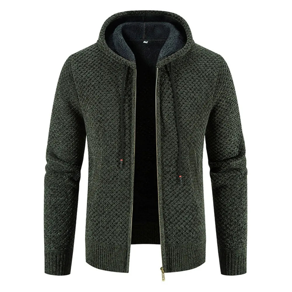 Stickad zip-hoodie – avslappnat och stilrent ytterplagg för män