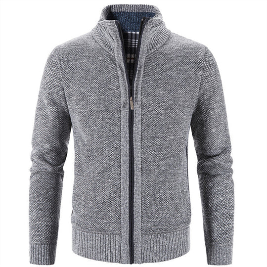 Herrstickad fleecejacka – mysig zip-up för vardagsstil