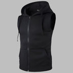 Herrar zip ärmlös hoodie – mysig sportväst för aktiv livsstil