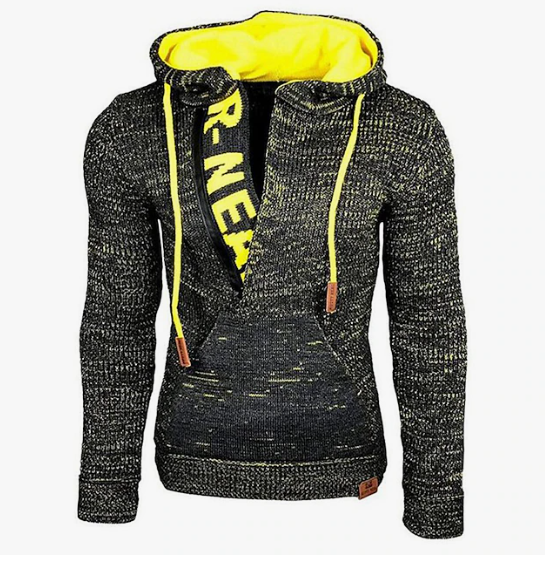Herr vintage stickad tröja – mysig hoodie för höstbruk