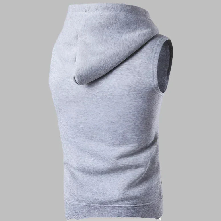 Herrar zip ärmlös hoodie – mysig sportväst för aktiv livsstil