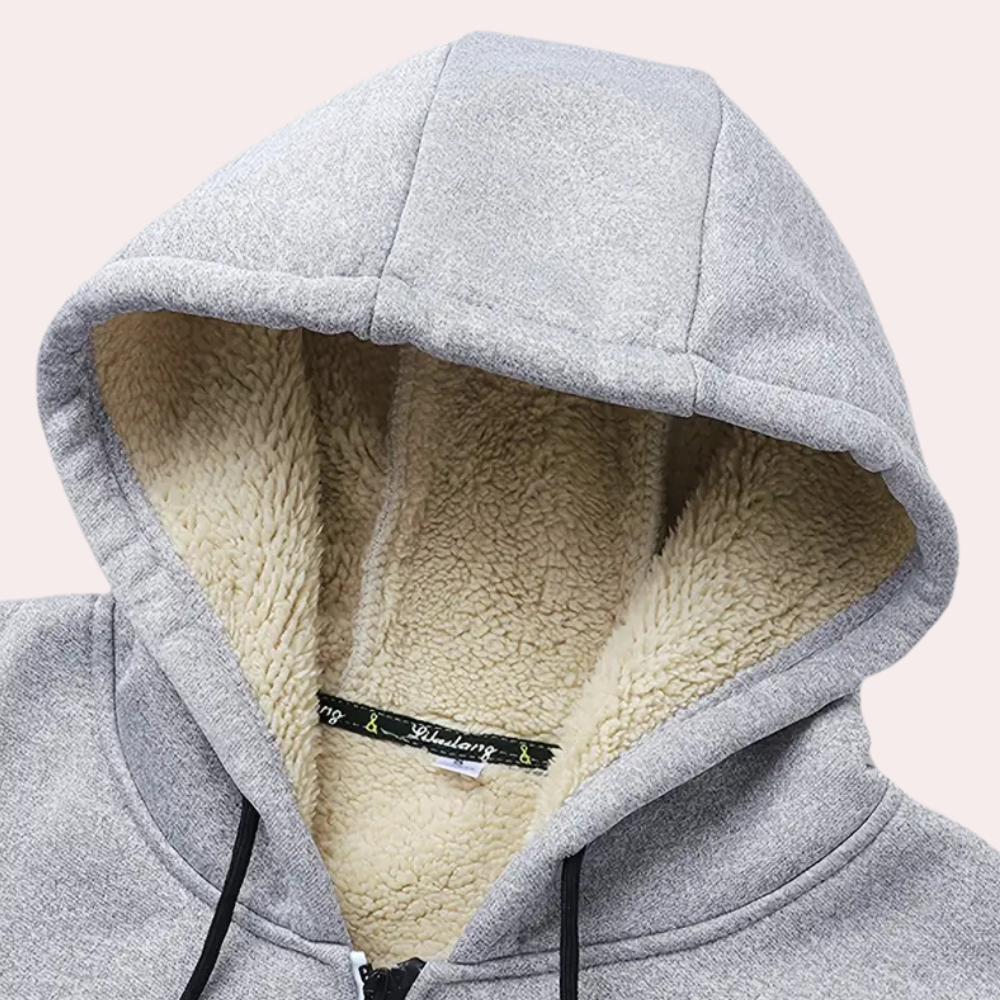 Herrarnas mysiga fleece-fodrade zip-up hoodie – perfekt för vardag