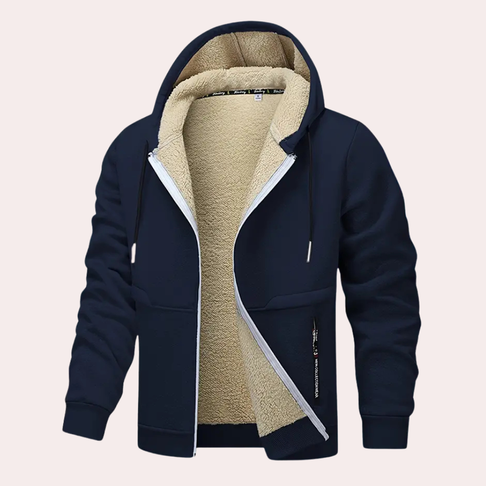 Herrarnas mysiga fleece-fodrade zip-up hoodie – perfekt för vardag