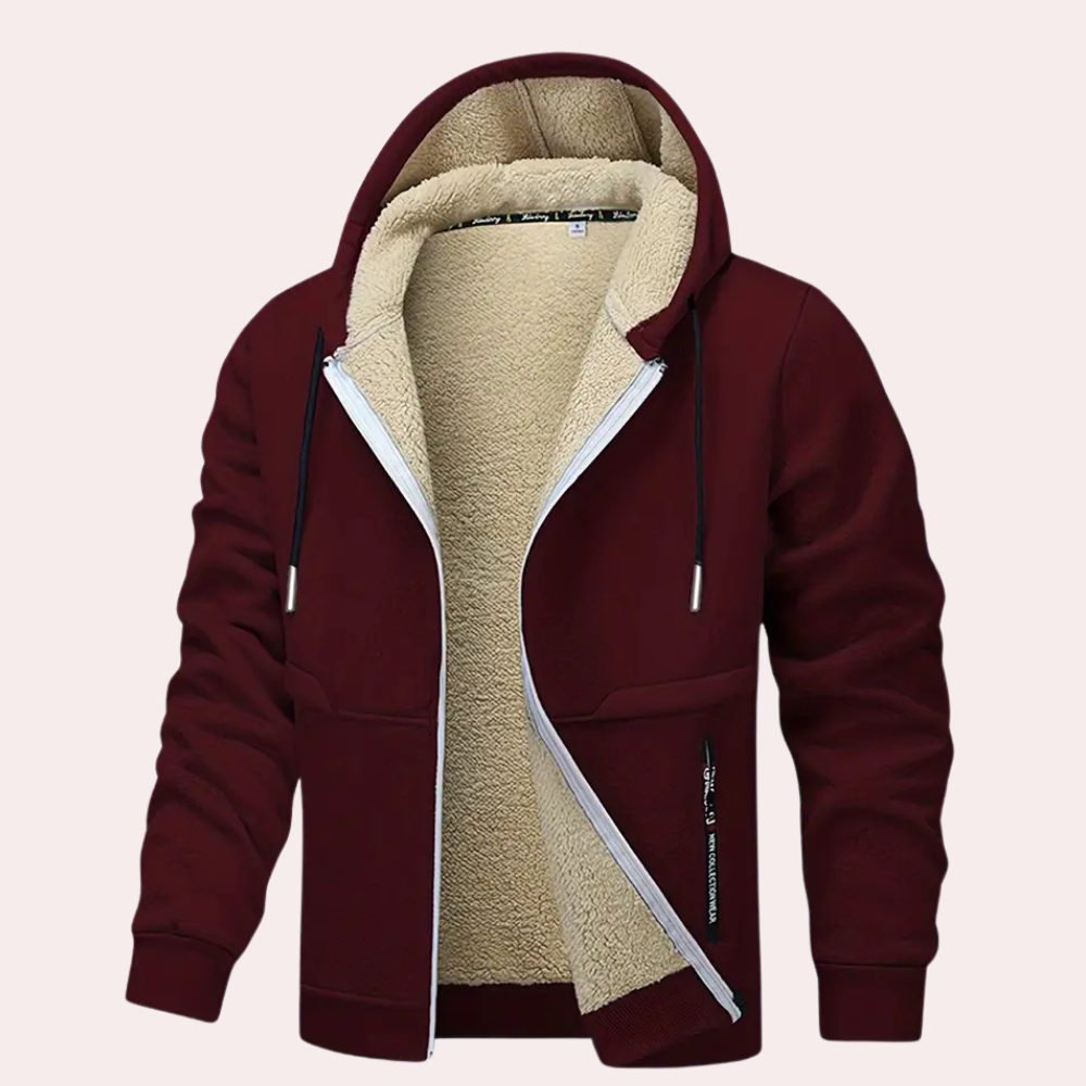 Herrarnas mysiga fleece-fodrade zip-up hoodie – perfekt för vardag