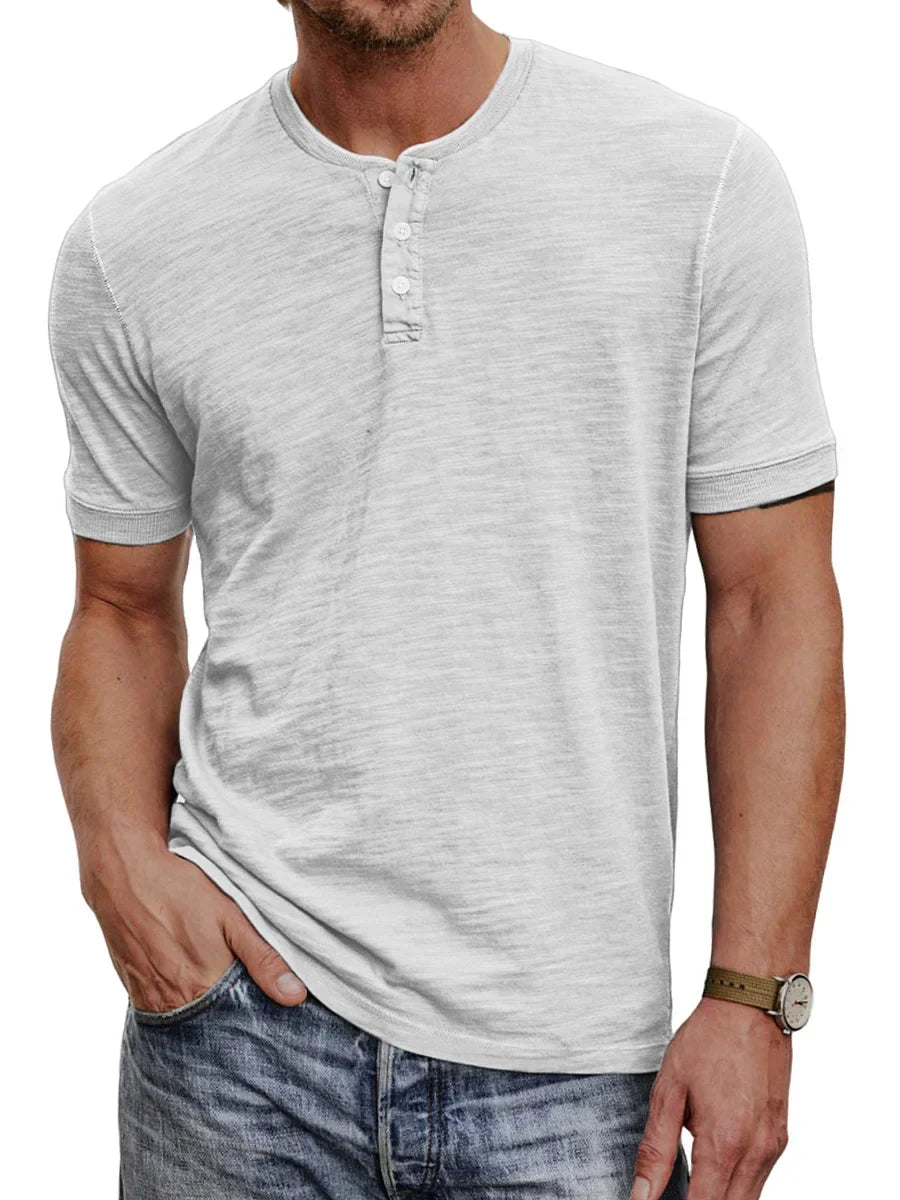 Herr henley t-shirt - lättviktig bomullsblandning för avslappnad vardagsstil