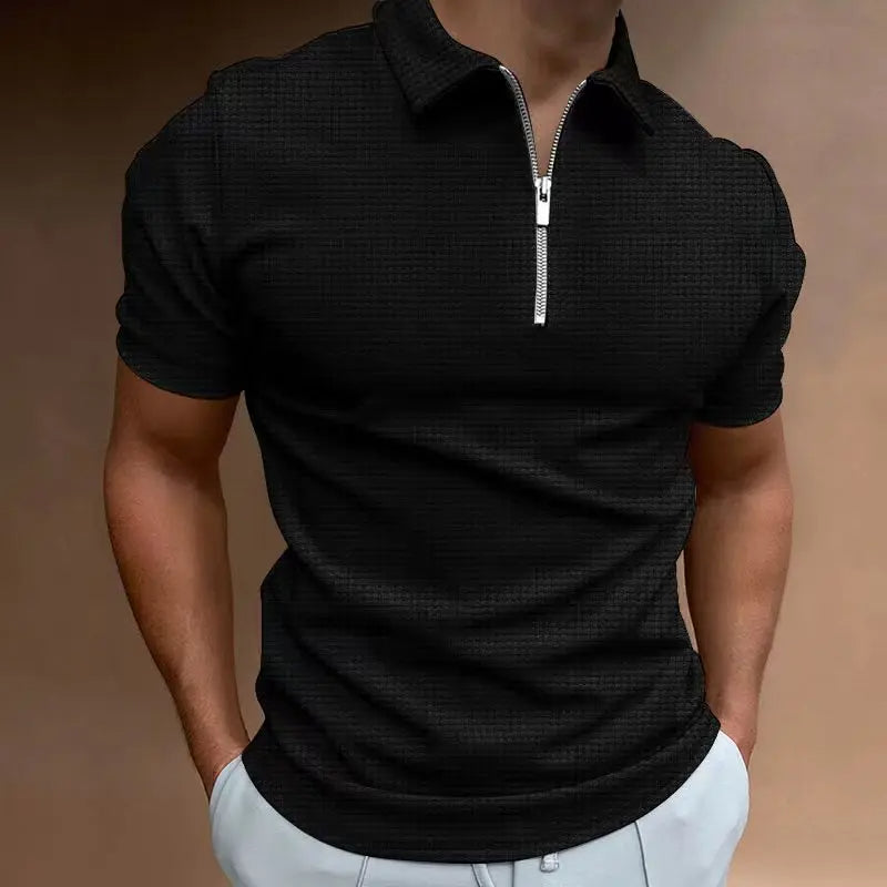 Herr zip polo shirt - modern kortärmad topp för vardagsbruk