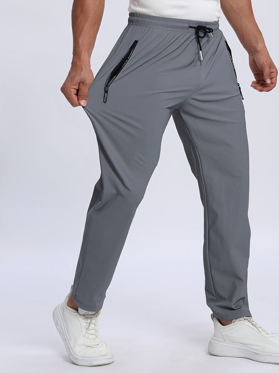 Herrbyxor med dragkedjefickor – stretchiga joggers för sportig stil
