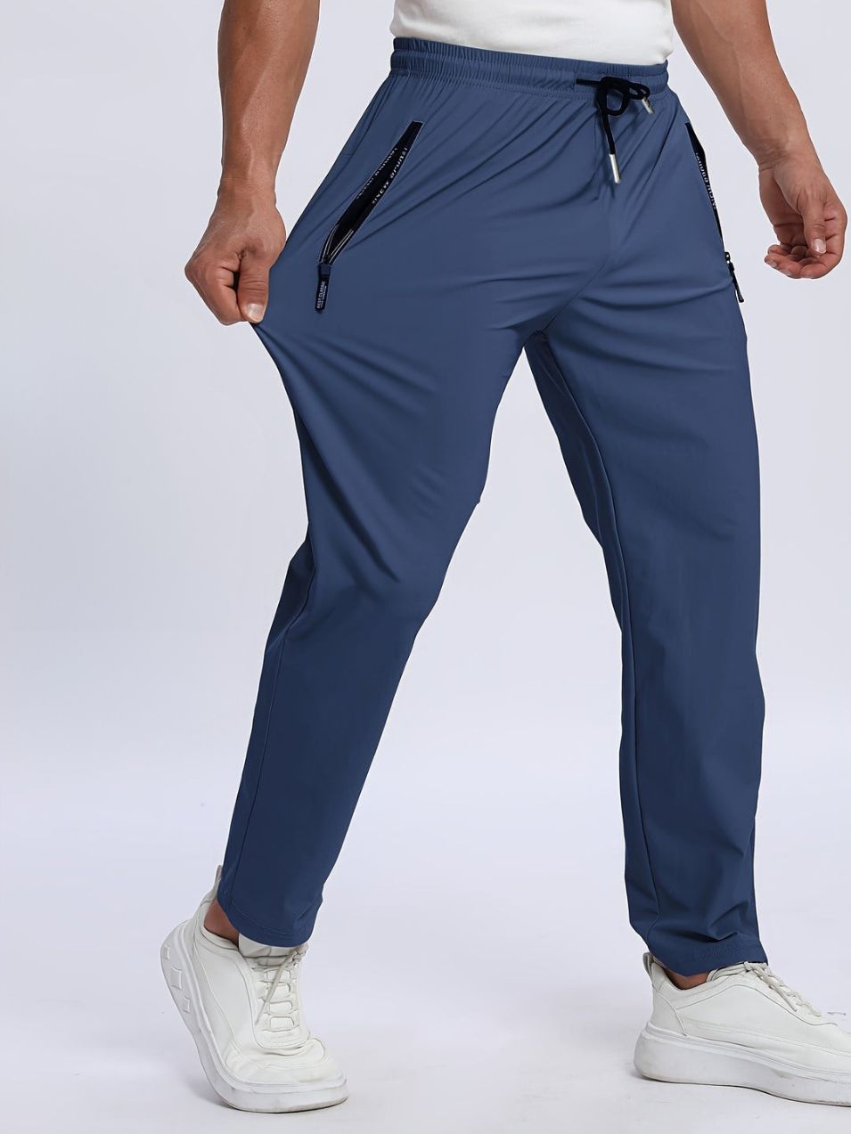 Herrbyxor med dragkedjefickor – stretchiga joggers för sportig stil