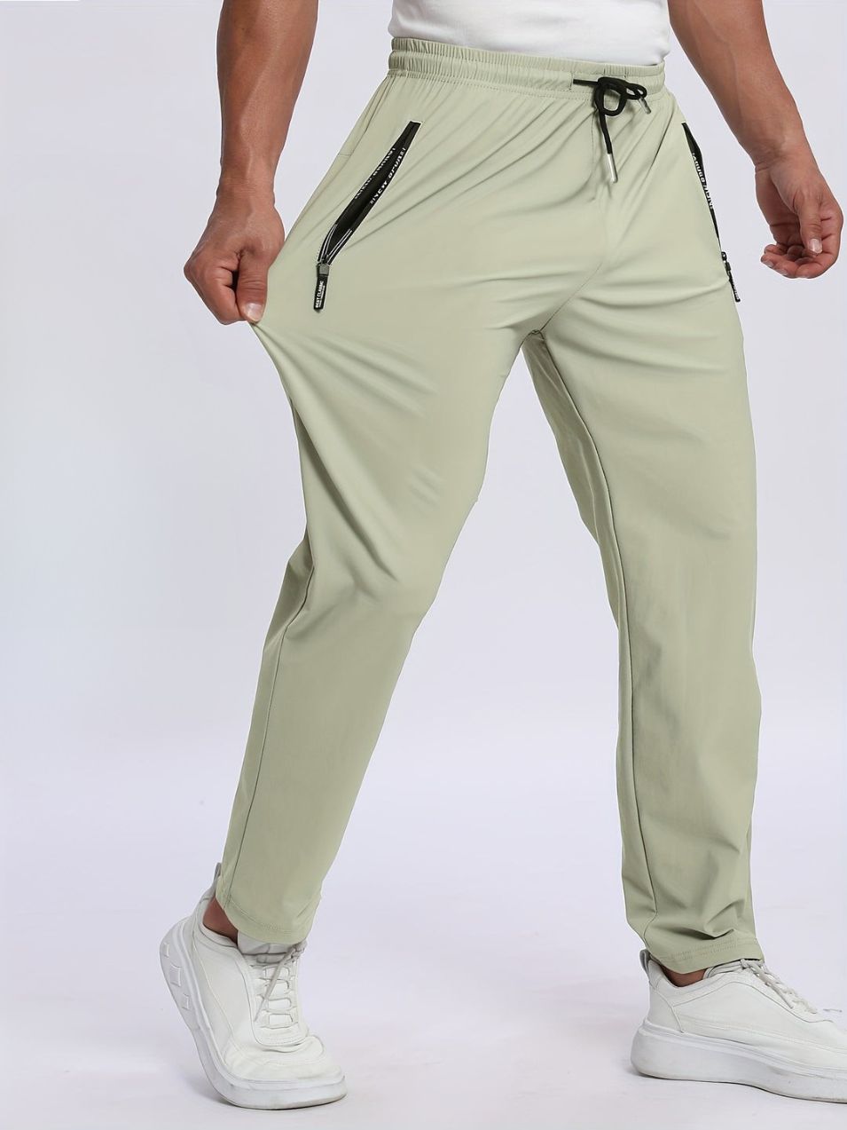 Herrbyxor med dragkedjefickor – stretchiga joggers för sportig stil